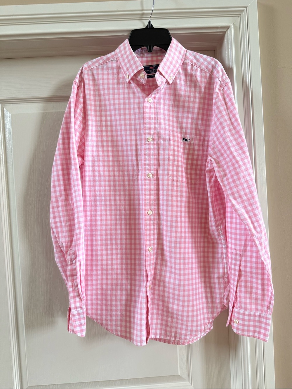 Vineyard Vines Classic Fit Tucker Shirt Mens Small  Pink White Gingham Plaid